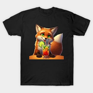 a fox with a drink AI T-Shirt